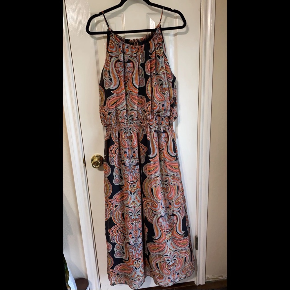 Multicolored sleeveless maxi dress